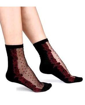 Chaussettes Transparentes plumetis rouge
