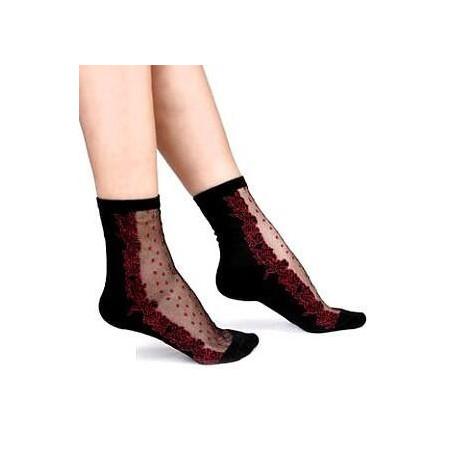 Chaussettes Transparentes plumetis rouge
