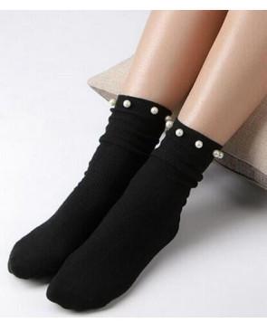 Chaussettes bord roulé à Perles