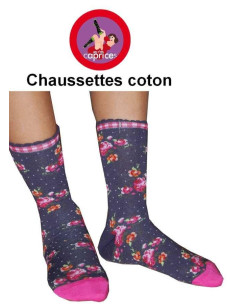 Chaussettes Les petits Caprices A fleurs bleues profil