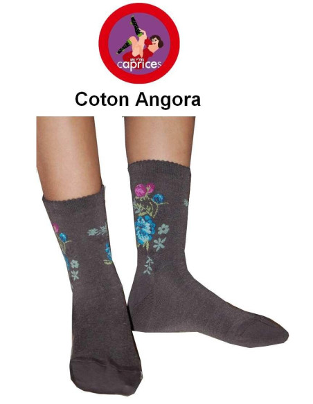 Chaussettes Les petits Caprices  A fleurs choco