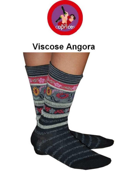 Chaussettes Les petits Caprices Rayées angora noires