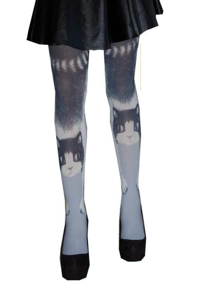 Collants les p'tits Caprices chats gris face