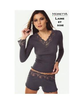 Chemise Manche longue col V Laine et soie Moretta
