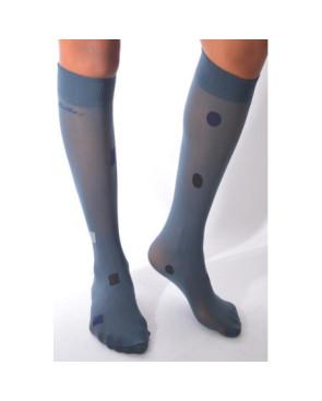 Mi bas lycra asymétrique Pois et Cubes Gris