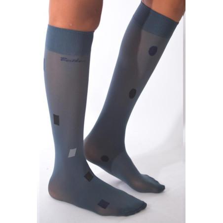 Mi bas lycra asymétrique Pois et Cubes Gris