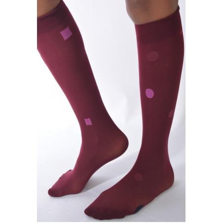 Mi bas asymétrique Pois et Cubes rouge lycra