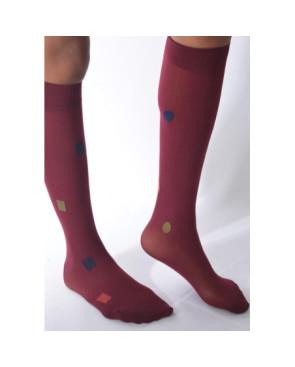 Mi bas asymétrique Pois et Cubes rouge lycra