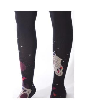 Collant Chaud Noir Bouquet Fleuri Berthe