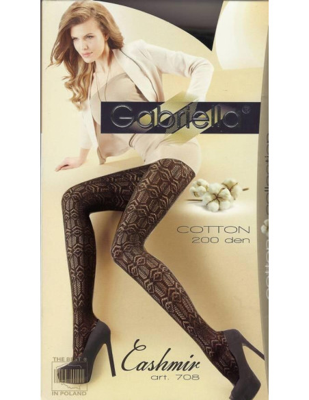 Collant en dentelle de coton géométrique 