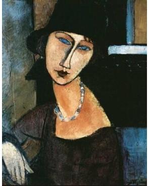  Tableau-PORTRAIT-La-femme-au-chapeau-Modigliani-Jeanne-Hebuterne