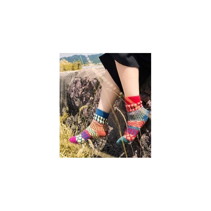 chaussettes laine patchwork pois rayures