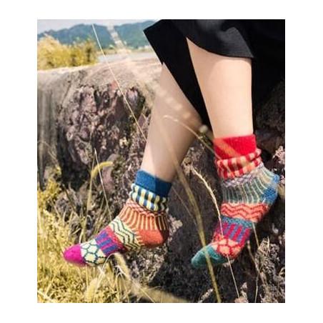 chaussettes laine patchwork pois rayures