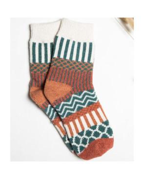  chaussettes laine patchwork pois rayures