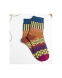 chaussettes laine patchwork pois rayures
