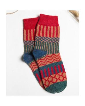  chaussettes laine patchwork pois rayures