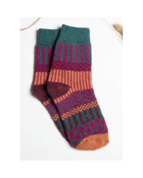  chaussettes laine patchwork pois rayures