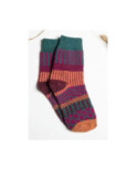 chaussettes laine patchwork pois rayures