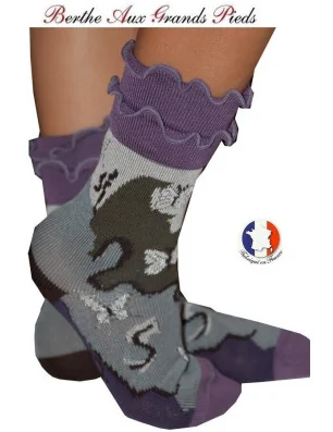 Chaussettes Layette fil d'ecosse Berthe aux grands pieds violette