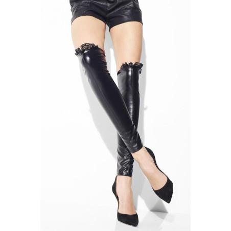 Cuissarde sans pieds dentelle et cuir