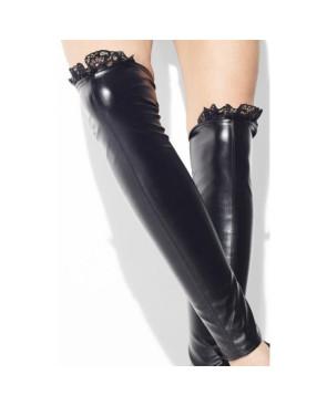 Cuissarde sans pieds dentelle et cuir
