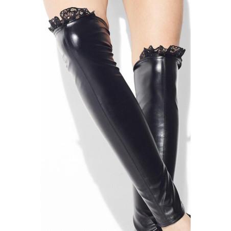 Cuissarde sans pieds dentelle et cuir