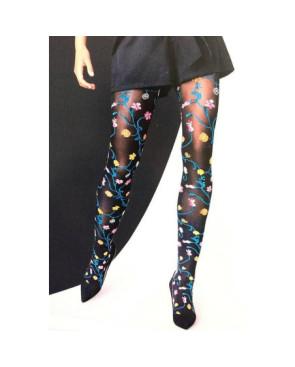 Collant Edith Bouquet fleuri Platino