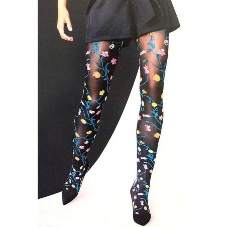 Collant Edith Bouquet fleuri Platino