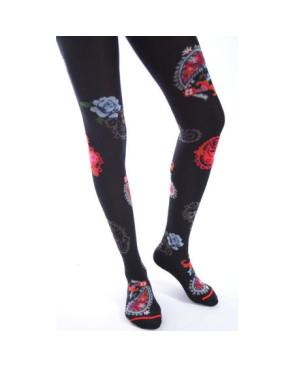 Collant Fil de joie Motif Cachemire Fleuri