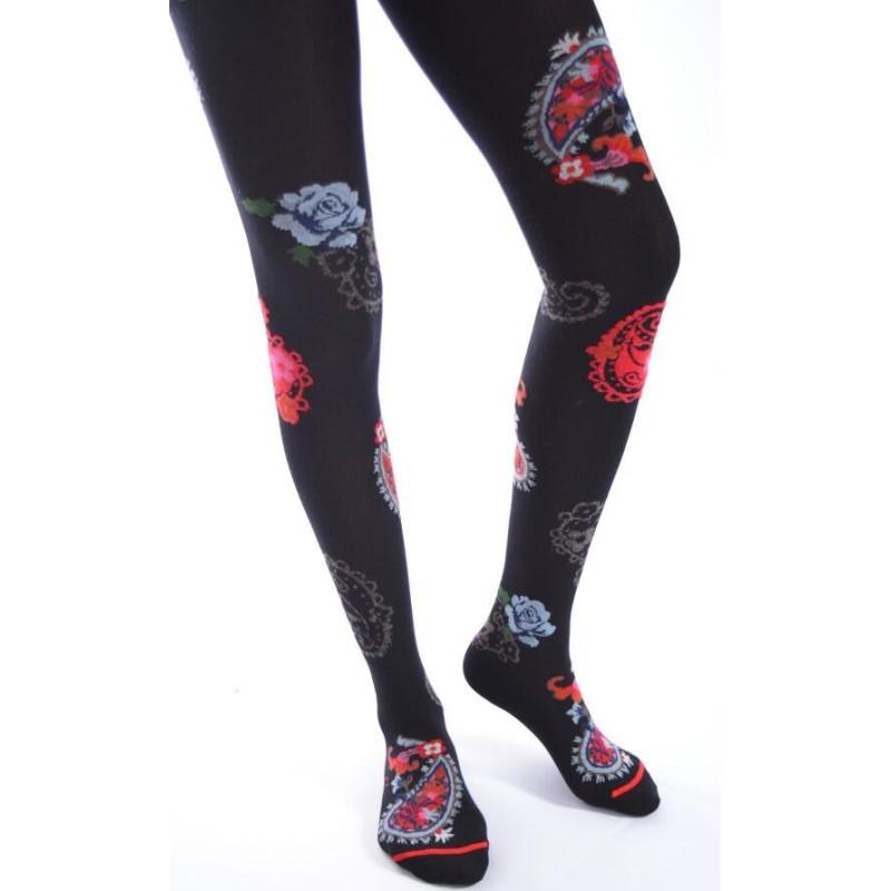 Collant Fil de joie Motif Cachemire Fleuri