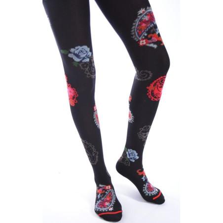 Collant Fil de joie Motif Cachemire Fleuri
