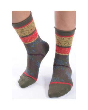 Chaussettes Revers Fleurs Patchwork Cronert