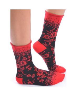 Chaussettes Bords roulés Fleurs