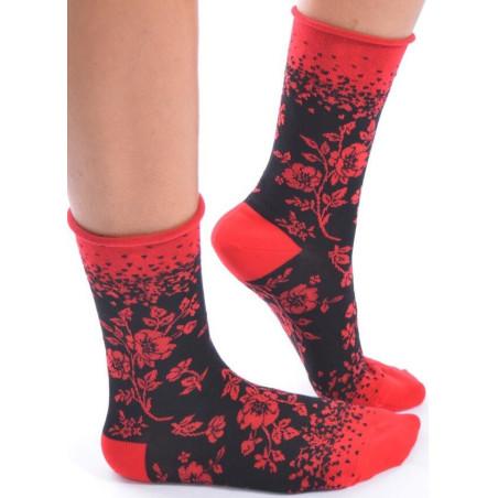 Chaussettes Bords roulés Fleurs