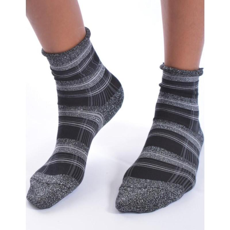 Chaussettes bords roulés lurex Prince de Galles