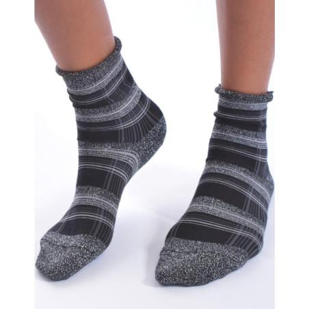 Chaussettes bords roulés lurex Prince de Galles