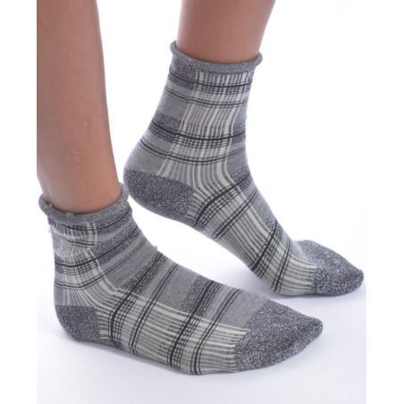 Chaussettes bords roulés lurex Prince de Galles