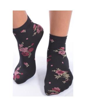 Socquettes Lycra imprimées fleurs chics