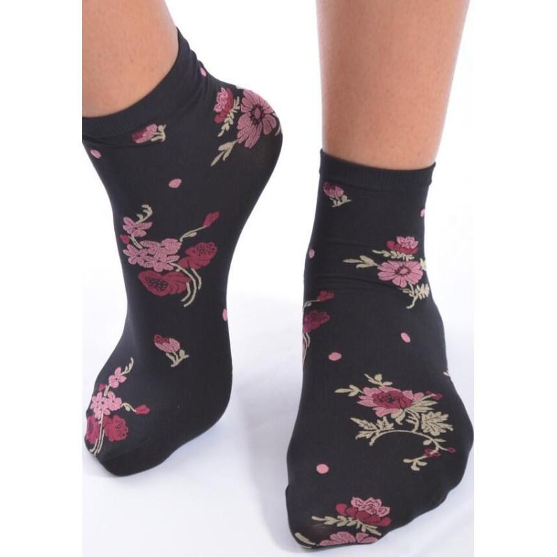Socquettes Lycra imprimées fleurs chics Voilà