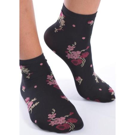 Socquettes Lycra imprimées fleurs chics Voilà