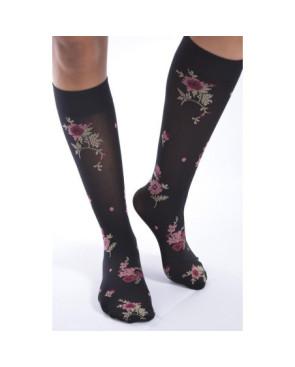 Mi bas lycra imprimé chic fleuri Voilà
