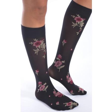 Mi bas lycra imprimé chic fleuri Voilà