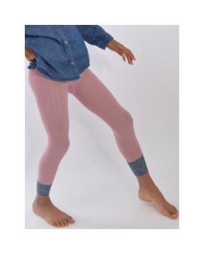Collant coton sans pieds rose revers lurex Enfant