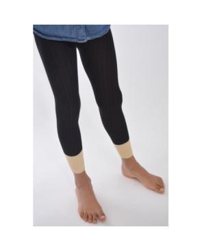  Collant coton sans pieds noir revers lurex Enfant