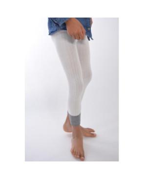  Collant coton sans pieds blanc revers lurex Enfant