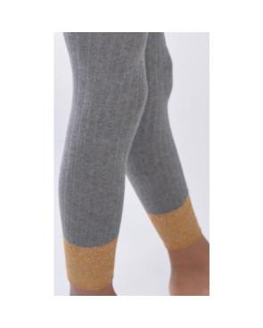  Collant coton sans pieds gris détail revers lurex Enfant