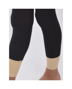  Collant coton sans pieds noir détail revers lurex Enfant