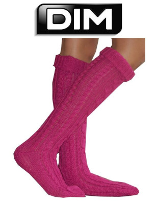 Home Socks Dim tricotées fushia