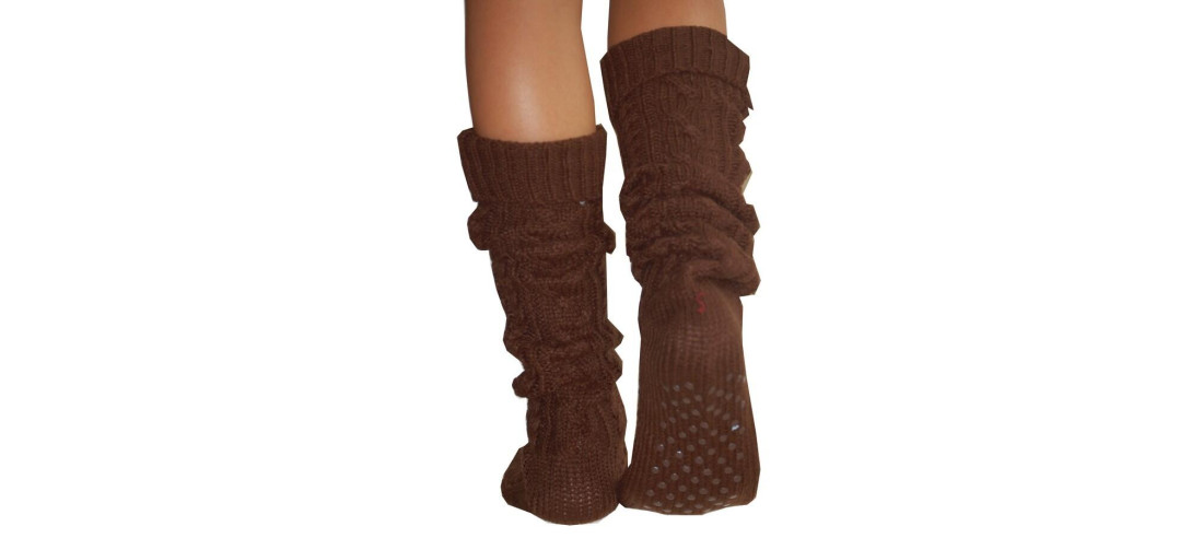 Home Socks Dim tricotées marron