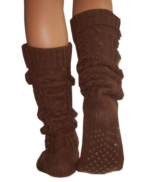 Home Socks Dim tricotées marron